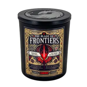 Blade Of Frontiers - 8oz Scented Candle - Rosewood, Black Amber, Tonka, Cedar - Natural Coconut Wax - 35 h Burn Time - Premium Foil Label