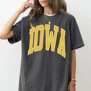 Comfort Colors Iowa T-shirt, Game Day Shirt, Iowa Football, Varsity Letter, Vintage Iowa Shirt, Iowa Basketball, Iowa Gift, Oversized, Hawk, Gift For Women