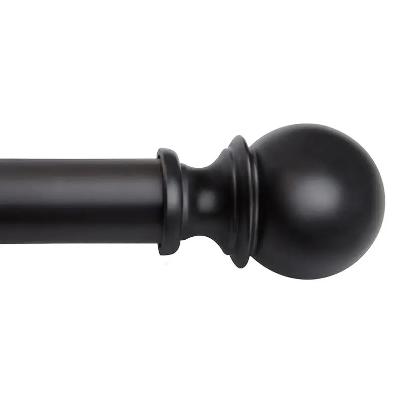 Inovaday Curtain Rods for Windows, 1 Inch Black Curtain Rod Set, Heavy Duty Drapery Rods with Adjustable Curtain Rods, Outdoor Curtain Rod with Ball F