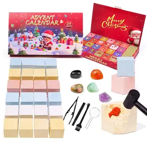 24-Day Natural Crystal Advent Calendar - Dig & Discover Raw Gemstones & Tumbled Stones | Christmas Countdown Surprise /Gift Box for Kids & Adults
