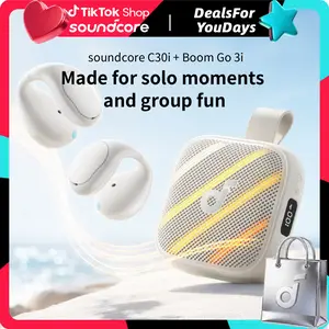 soundcore C30i & Boom Go 3i by Anker, White Audio Set, Open-Ear Clip-On Earbuds and Portable Waterproof Speaker #DealsForYouDays, #summerwins