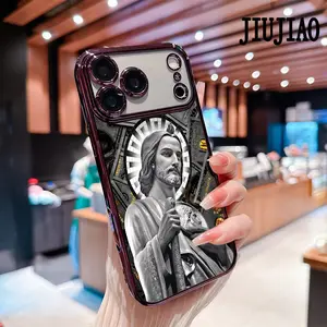 Christ Jesus Money Pattern Soft silicone Phone Case for iPhone 17 Pro Max Air 16 Pro Max 15 Plus 14 13 12 11 All-inclusive lens Anti-drop Transparent Electroplated Protective Cover