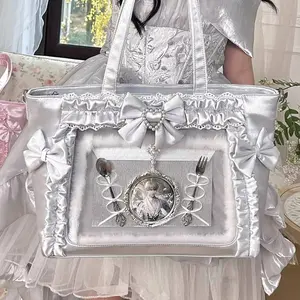 New Y2k Sweet Ita Crossbody Bag Lolita Girl Transparent Tote Bag Women Large Capacity Lace Shoulder Bag Cute DIY Display Handbag