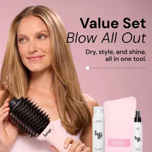 L'ANGE HAIR - Blow All Out Value Set - Le Volume 2-in-1 Titanium Brush Dryer, Hair Wrap Towel Gentle Microfiber, Glass Hair Thermal Blowout Primer, Réplenish Conditioning Spray