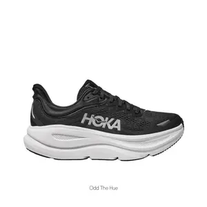 Black Breathable Mesh Low-Top Running Shoes with Thick White Cushioned Midsole and Rubber Outsole