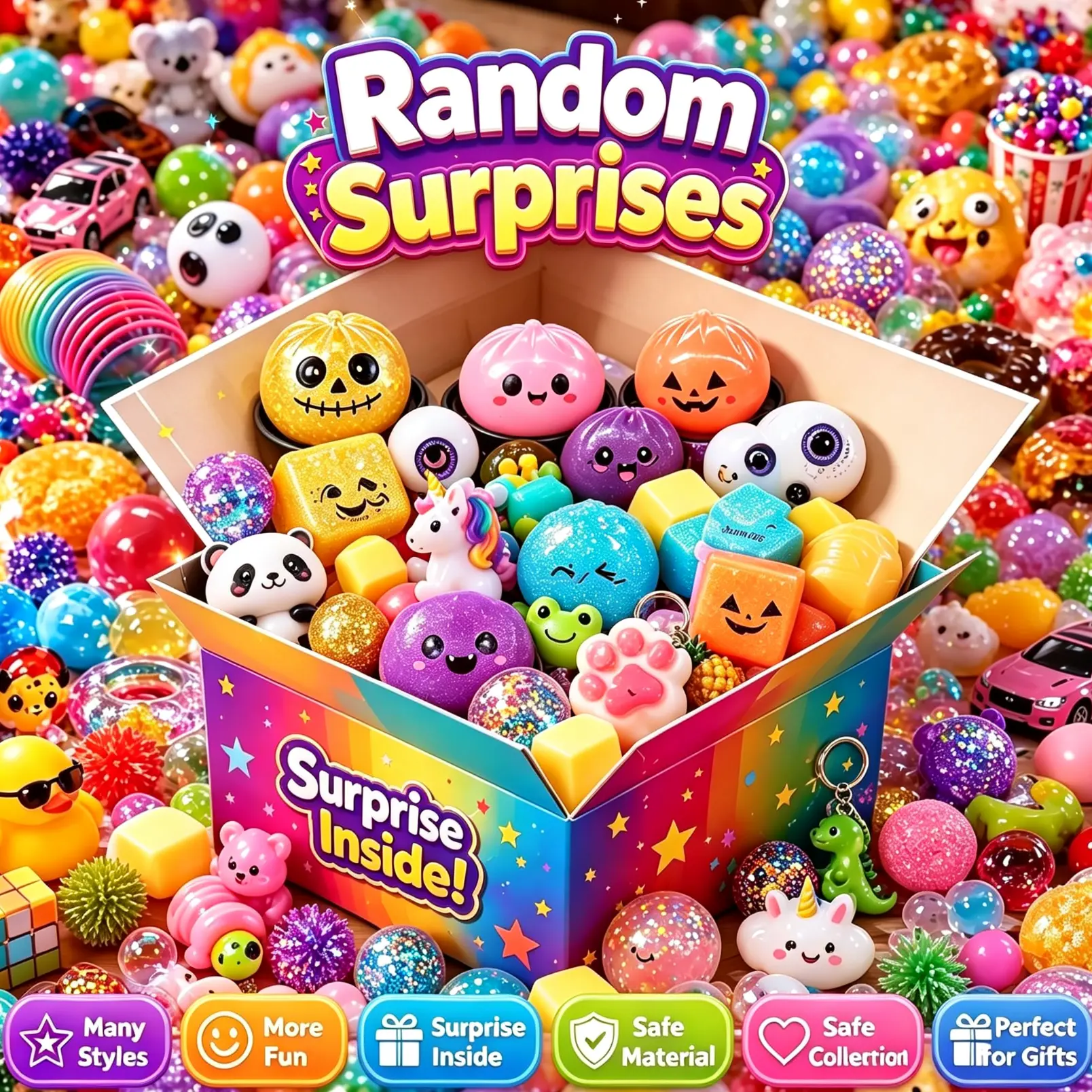 Slow Rising Squishy Blind Box Toy - Soft Stress Relief Fidget, DIY Cute Sensory Squeeze Toy, Anxiety Relief Gift for Kids Adult