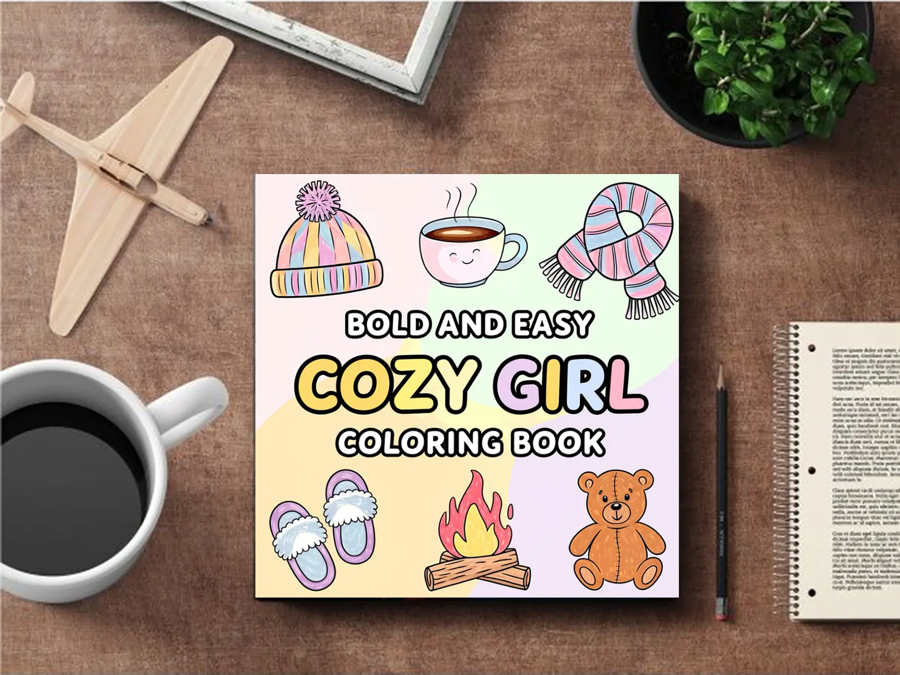Cozy Girls Coloring Book Bold and Easy  50 Coloring Pages for Adults and Teens With Cute and Cozy Designs, Stress Relief