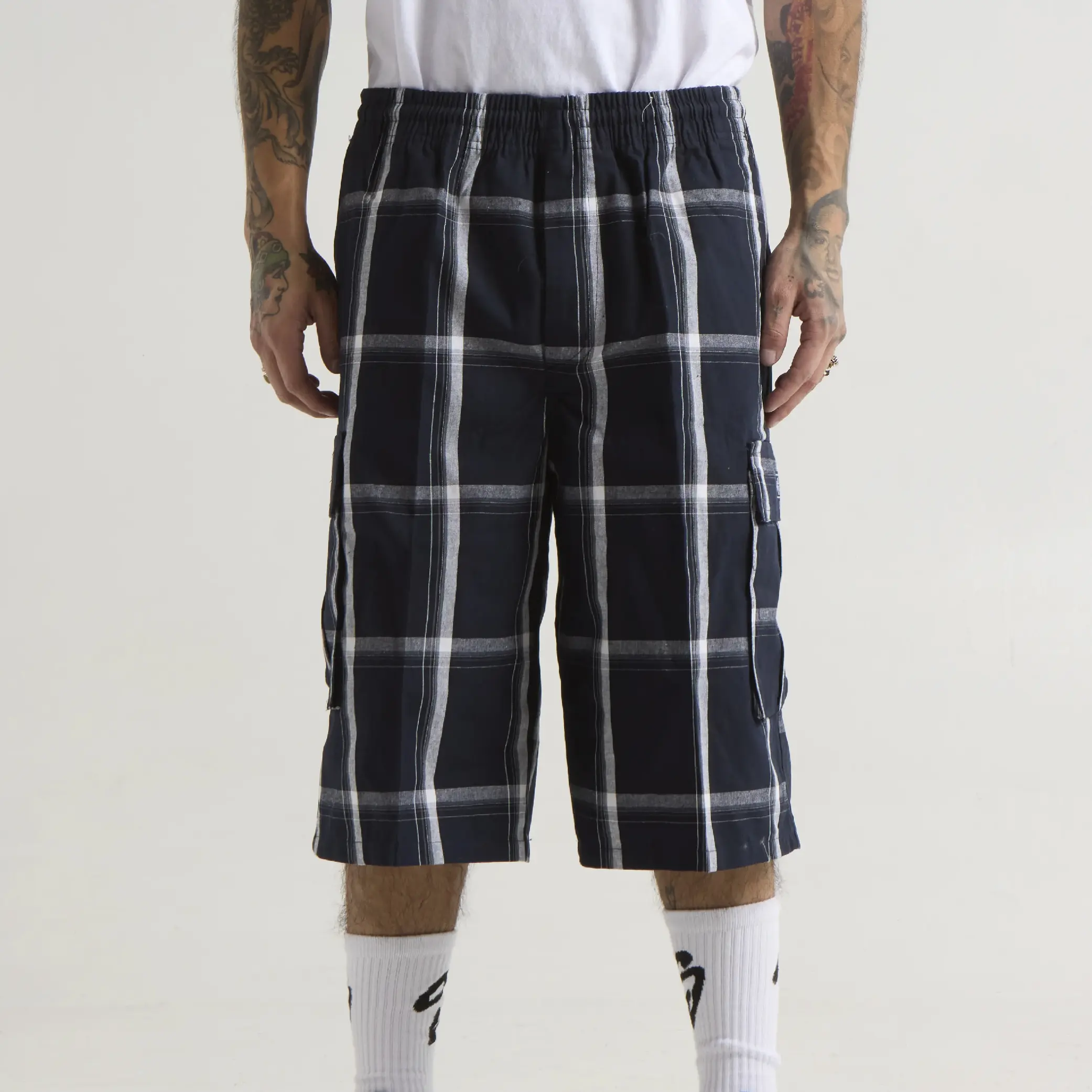 SHAKAWEAR Men's Plaid Checker Shorts SHAKA WEAR 6 Pockets