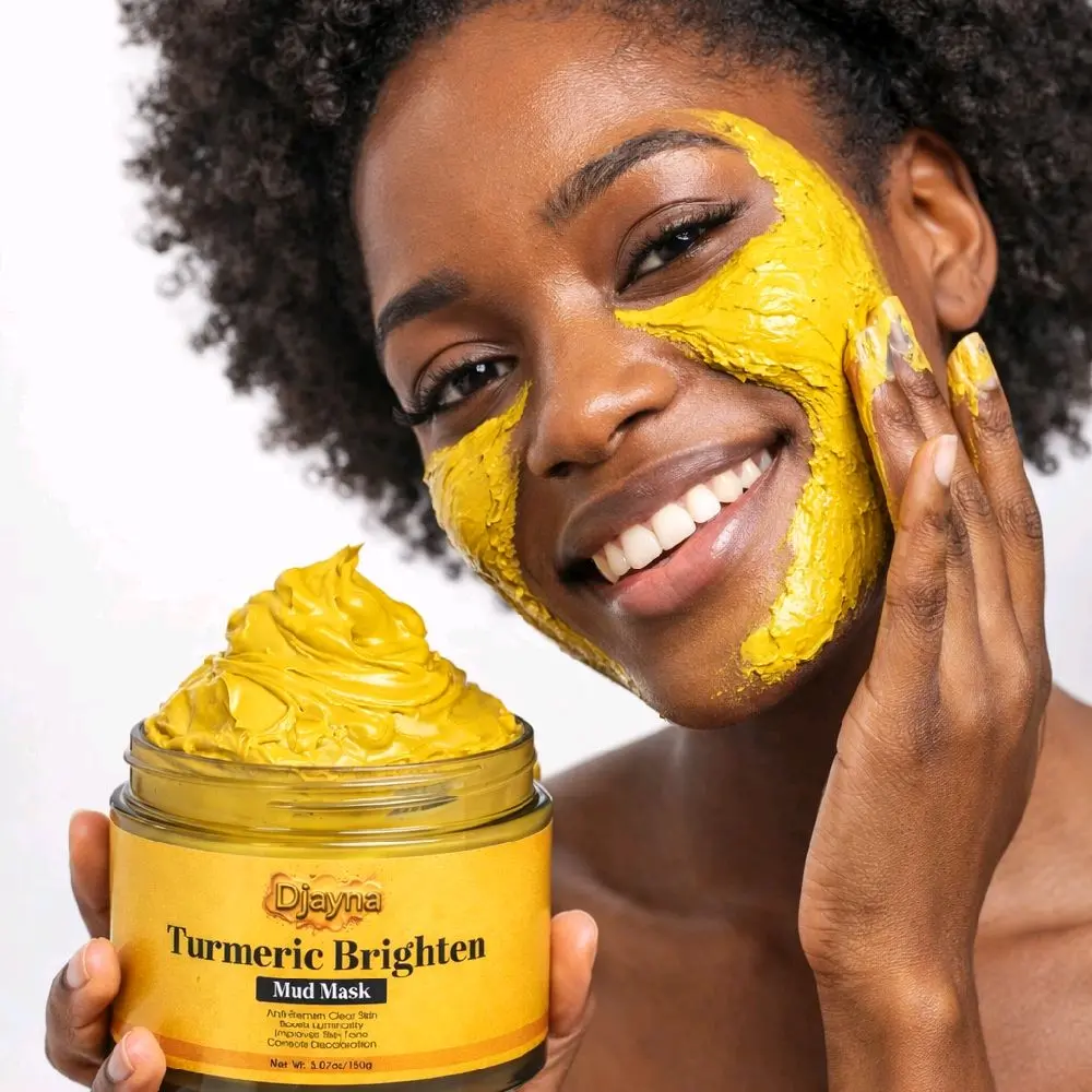 Djayna Turmeric Brighten Mud Mask for Skin Repair - Corrects Discoloration & Anti Blemish Formula