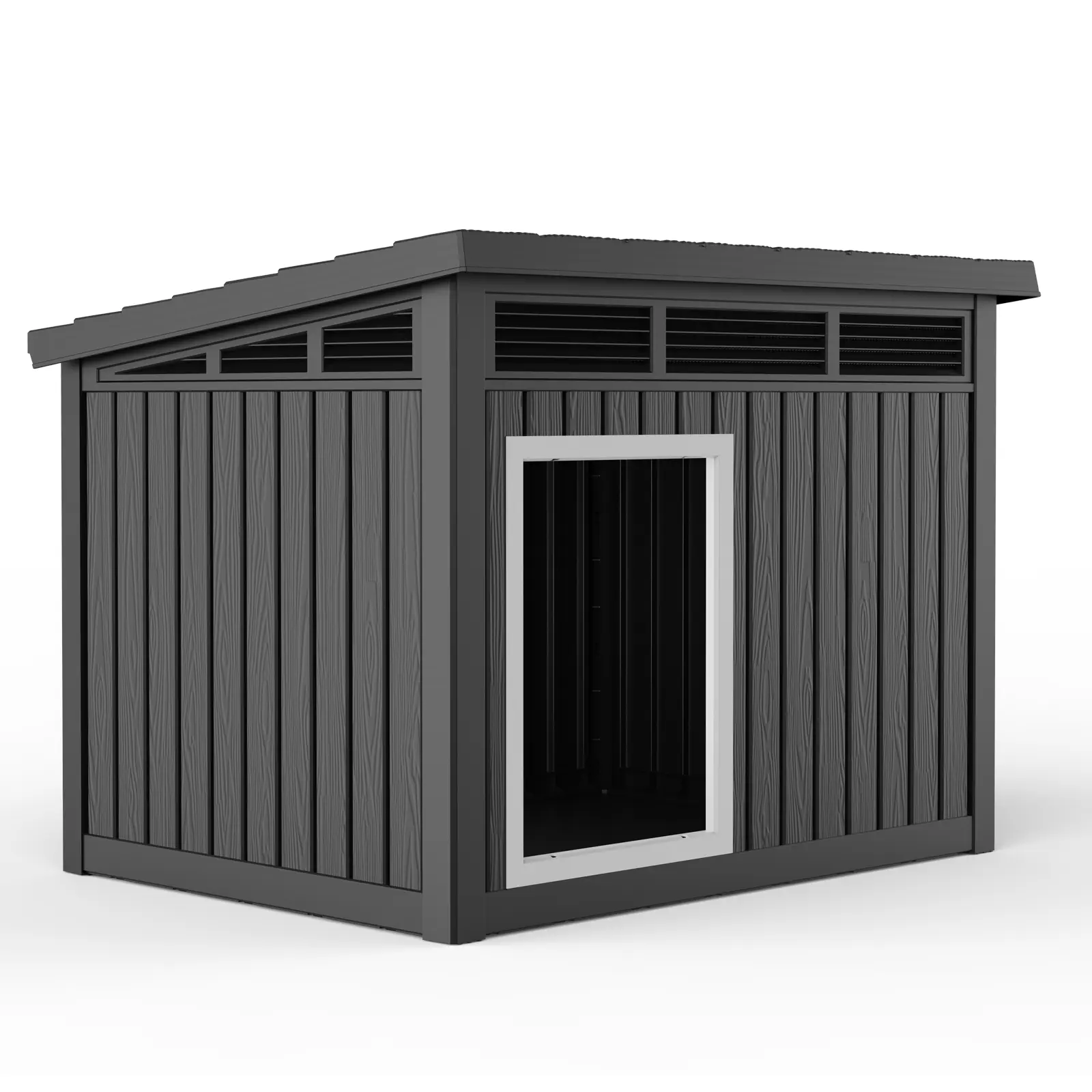Stylish Sturdy Polypropylene Outdoor Kennel - Weatherproof, Gas-Strut-Assisted Detachable Roof, Year-Round Use for Small to Large Dogs (Indoor & Outdoor)
