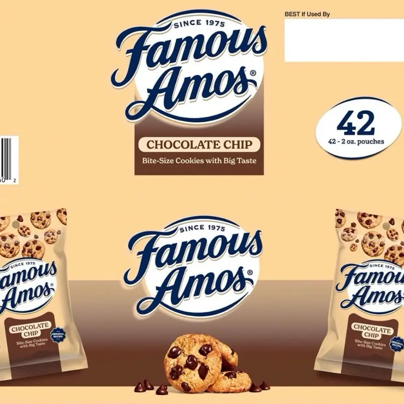 Famous Amos Chocolate Chip Cookies 2 oz 42 pk Snack & Biscuit Variety Generous Size Variety of Biscuit Flavors Perfect for Sharing