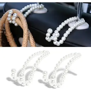 Purse Hook for Car, Cute Pearl Bag Hanger for Seat Headrest Organized, Girly Car Decor Accessories for Women