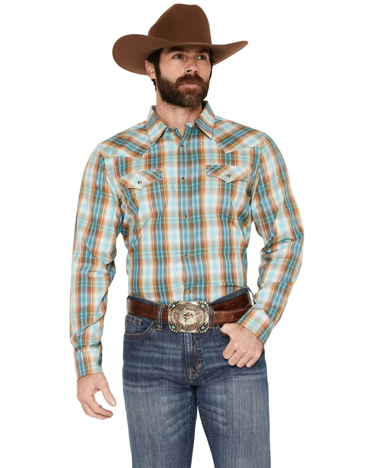 Cody James Men's Men'S Solstice Plaid Print Long Sleeve Snap Western Shirt - Cjsu26w30-Ltbl
