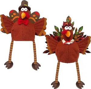 Set of 2 Adorable Plush Turkey Hat, Funny Turkey Headwear for Thanksgiving Night Event Dress-up Party Fall Harvest