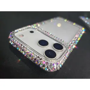 Compatible with iPhone 17 Pro Max Case for Women Girls 3D Glitter Sparkle Bling Case Luxury Shiny Cute Crystal Charms Rhinestone Diamond Bumper Clear Protective Cases Cover Clear