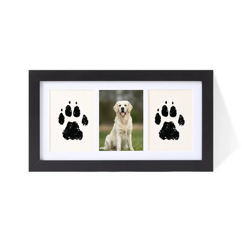 Pet Paw Print Set with Frame, Clean Touch Inkless Dog Cat Footprint Kit, Photo Album Cards, Rectangle Shape, No Stains, Ideal Gift, Custom