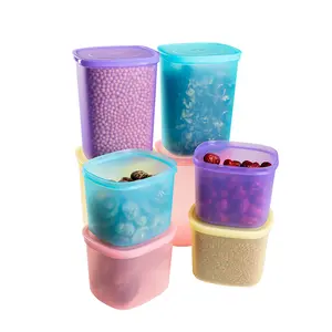 ANJUKE Food Storage Container Set (8-Piece), 1400ml + 2400ml Leak-Proof Stackable Storage Containers, Ideal for Snacks/Candy/Dried Fruit/Noodles, BPA-Free, Freezer-Safe Airtight Sealed Containers