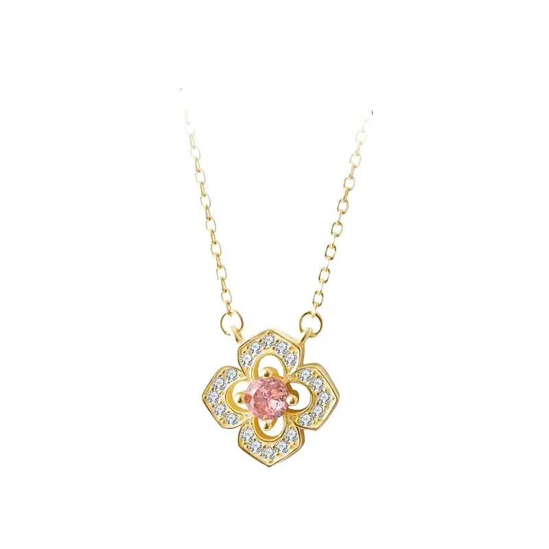 【LUCKY KILA】 Gold Flower Pendant Necklace, Fashion Costume Jewelry Accessory for Women