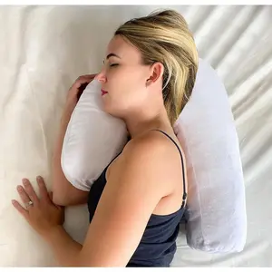 Side Sleeper Pillow with Ear Hole – Ergonomic J-Swan Pillow for Neck & Spine Alignment – for Pressure Relief – Perfect for Side Sleeping Adults – With Velvet Cover