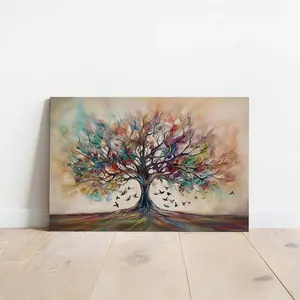 Geometric        Canvas  Soft Watercolor  Poster Symbolic Artwork Suitable For Room Wall Decoration print of tree life