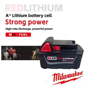 Milwaukee M18 Redlithium High Output Xc6.0 6000Mah Lithium Ion Battery Pack Model 48-11-1865 18V 6Ah 50% Extra Peak Power Cool-Cycle  Dissipation 3 LedGauge Redlink Plus Full System Intelligent Protection Oil Solvent Shock Resistant  lithium-ion
