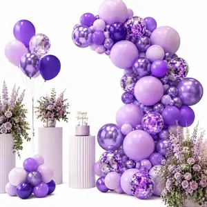 Purple Shades Balloons Garland Arch Kit-116Pcs 5"/10"/ 12" Dark Pastel Light Metallic Confetti Purple Balloons Arch Set for Wedding Birthday Baby Shower Graduation Party Decorations