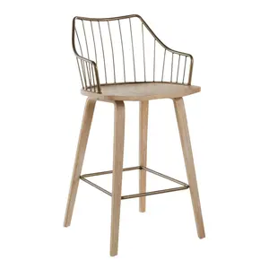 26" Winston Counter Height Barstool White Washed/Antiqued Copper - LumiSource