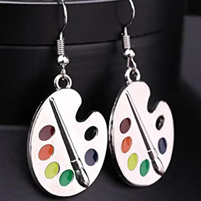 Creative Oil Painting Board Design Drop Earrings, Statement Earrings, 1 Pair Colorful Pendant Earrings with Painting Board, Fashion Jewelry Accessories for Women & Girls, Trendy Fashionable Accessories, Jewelry Gifts