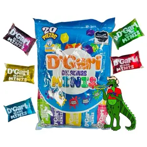 D’Gari Gelatinas Mini - Grape, Pineapple, Strawberry, Blueberry, and Lime Flavored Jelly Packets, 20 pieces