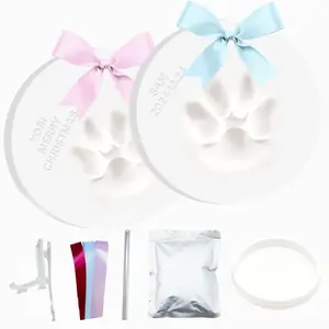 Pet Paw Print Clay Pendant Kit, Complete DIY Memorial Set, Includes Stand, Paint, Brushes, Molds Box, Ribbon, Suitable for Cat Dog Owners, Gift