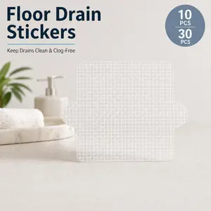 Upgraded TAKOO Disposable Shower Drain Mesh Stickers, Square Flat Floor Drain Hair Catcher, Anti‑Clogging Drain Cover Filter Stickers for Bathroom Kitchen Toilet
