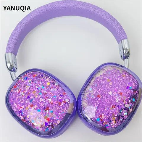 YANUQIA Folding Wireless Earbuds - Plastic Dreamy Quicksand Design, Cable Management, Bluetooth Connectivity, Low-Latency, Bass Boost, Batteries Built-In, Ideal for Workouts & Gaming, Wireless Headphones for Cellphones, Electronic Audio Gift