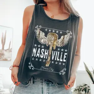 Nashville Music City, Country, Western, Guitar, Original Design Comfort Colors Tank Top
