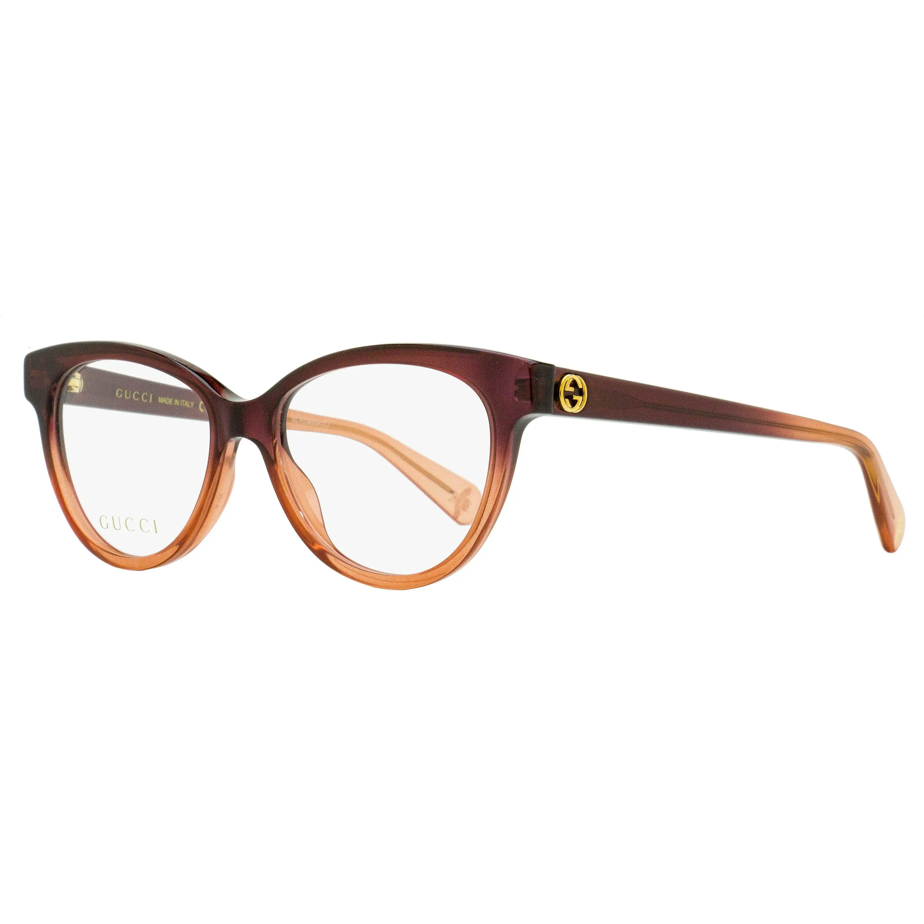 Gucci Oval Eyeglasses GG0373O 003 - Stylish Trendy Eyewear, Trendy Vintage Eyeglasses, Fashion Glasses - Brown-Rose Ombre, 52mm