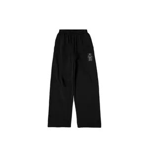 Death Row Records Embroidered Logo Black Wide Leg Sweatpants