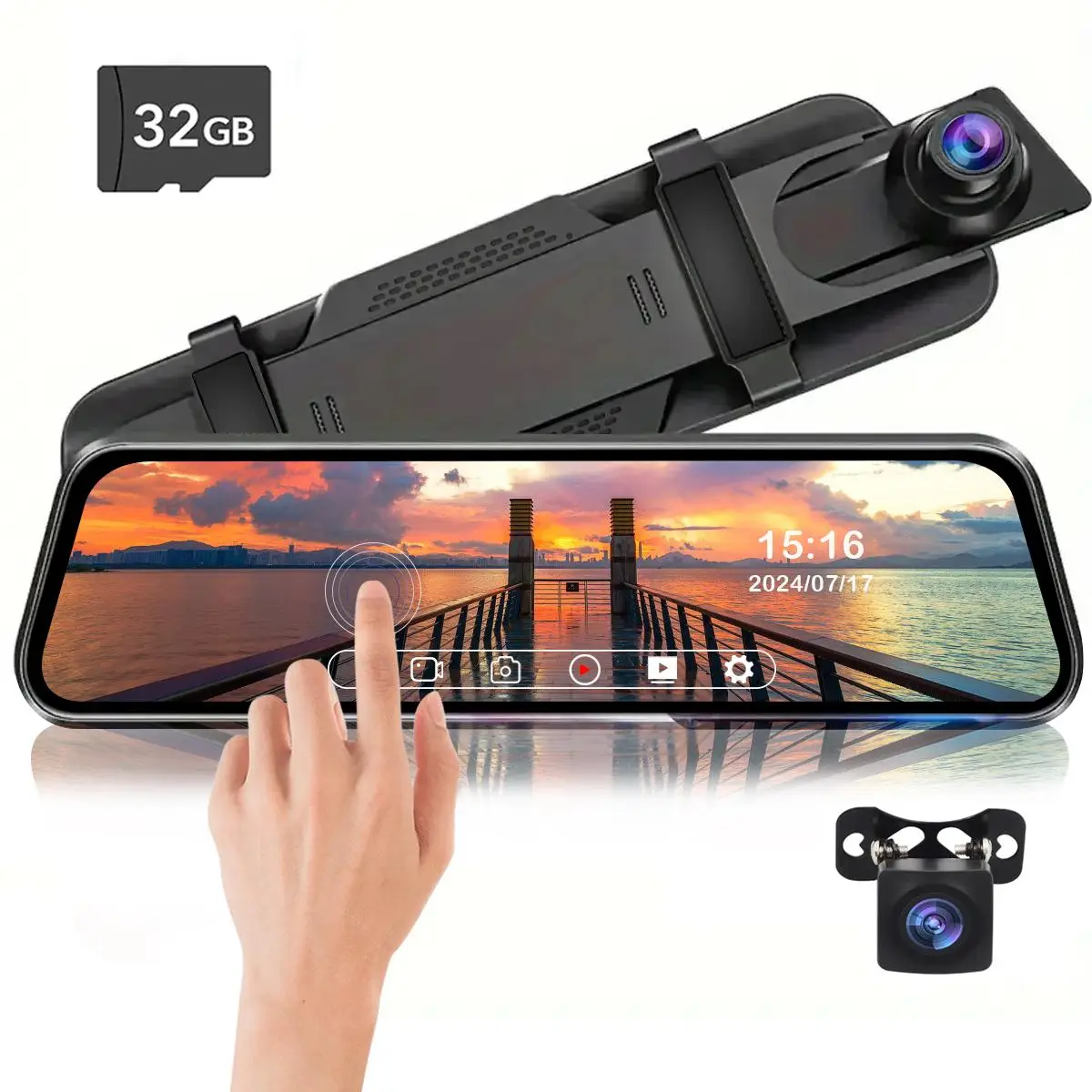 1080P HD Rearview Camera Car Vehicle DVR, 1 Count 10" Full Touch Dual Dash Cam Camera with 32GB Memory Card, Front Rear Video Recorder, Car Dual Lens