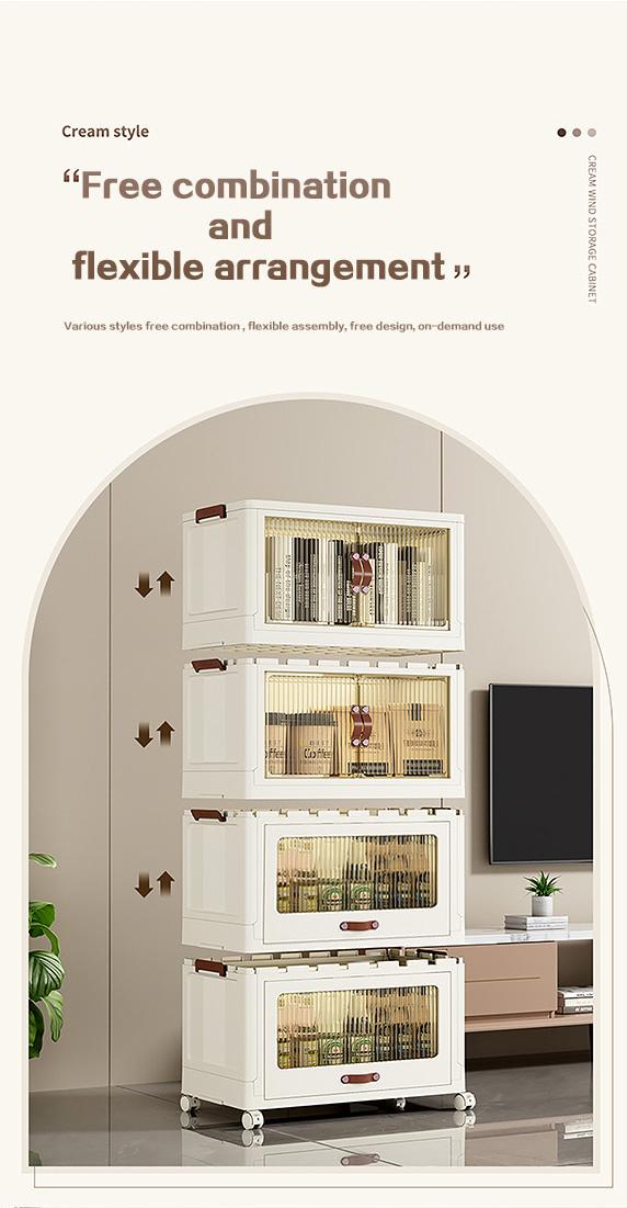 ONAIL Drawer style Super large Foldable Storage Box with Lid, Stackable Household Storage Holders with Wheels Home Decor Organiser Durable Plastic