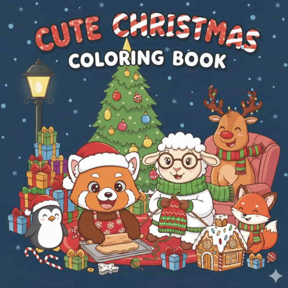 Cute Christmas Coloring Book: Cute and Festive Christmas Animal Coloring Pages with Reindeer, Penguins, Owls, and More | Fun and Relaxing