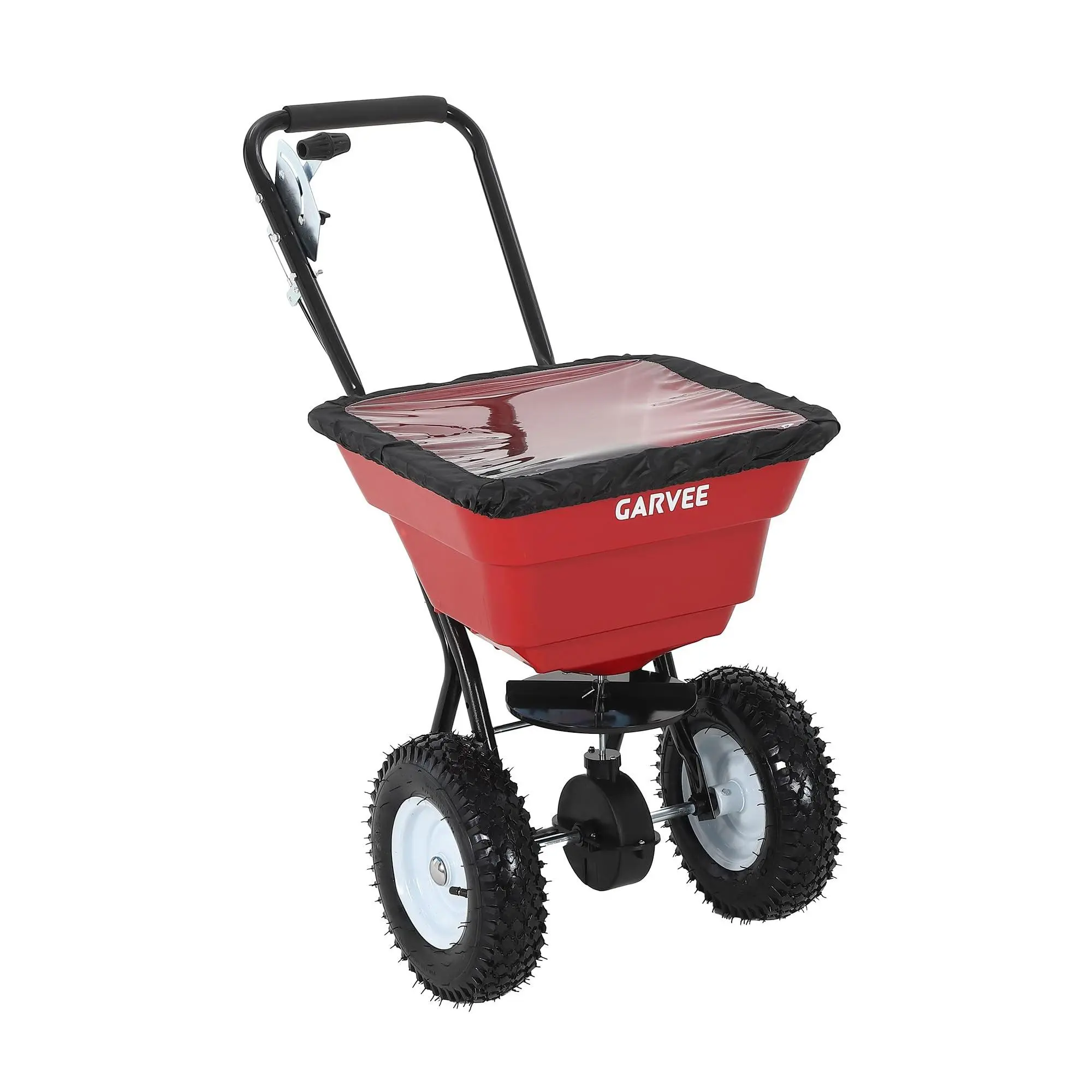 80 lb Push Broadcast Spreader, 12FT Spread Width, 13in All-Terrain Wheels & Adjustable Flow for Seed, Fertilizer, Salt & Ice Melt, Red