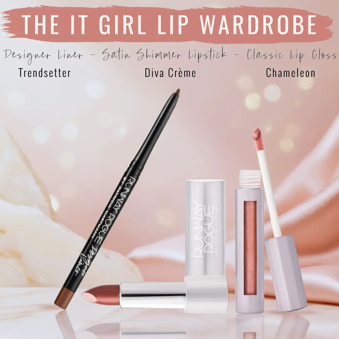 The IT GIRL Lip Trio - includes creme lipstick in shade 'Diva', lip liner in shade 'Trendsetter', and lip gloss in shade 'Chameleon'