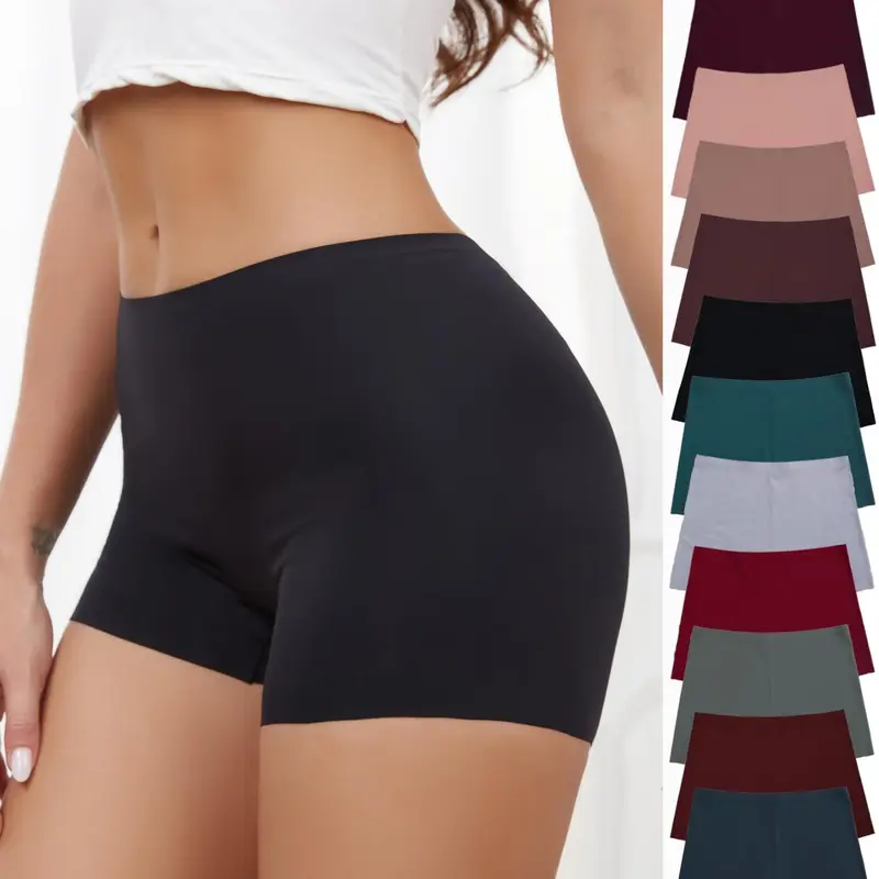 11-Piece Women's One-Piece Ice Silk Seamless Underpants, No-Roll Mid-Waist Naked Feel Slim Panties