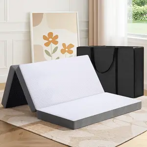 Trifold Mattress, 3 Inch Memory  Foldable Mattress with Washable Cover, Tri-Folding Floor Bed for Camping,  XL