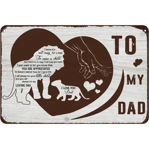 To My Dad Retro Metal Tin Sign from Daughter Son Birthday Gifts from Kids Best Dad Ever Gifts Idea Wall Art Home Farmhouse Wall Art Home Bedroom Farmhouse Decor Decorative Sign