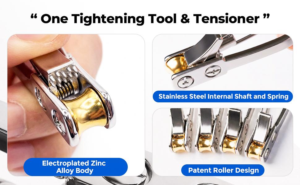 PeaWove The QEG Rope Tightening Tool & Tensioner 8-Pack with Rollercam Technology, Heavy-Duty Tie Down forCamping, Tarps, Boating & Outdoor Gear, Includes 8Reflective Cords & Carry Bag