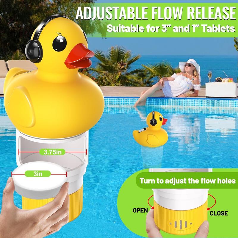 Pool Chlorine Floater with Light,Duck Chlorines Floaters with Adjustable Flow,Solar Chlorine Floater w/Large Capacity,Floating chlorines Dispenser for Pool,Hot Tub chlorines Floaters, Yellow Pool Chlorine Floater with Light,Duck Chlorines Floaters with Adjustable Flow,Solar Chlorine Floater w/Large Capacity,Floating chlorines Dispenser for Pool,Hot Tub chlorines Floaters, Yellow