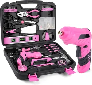 Power-Screwdrivers Tool Set for Women,3.6V Power  Cordless Rechargeable Tool Kit 143- Electric  Cordless Tool Set  143 count Tool Box