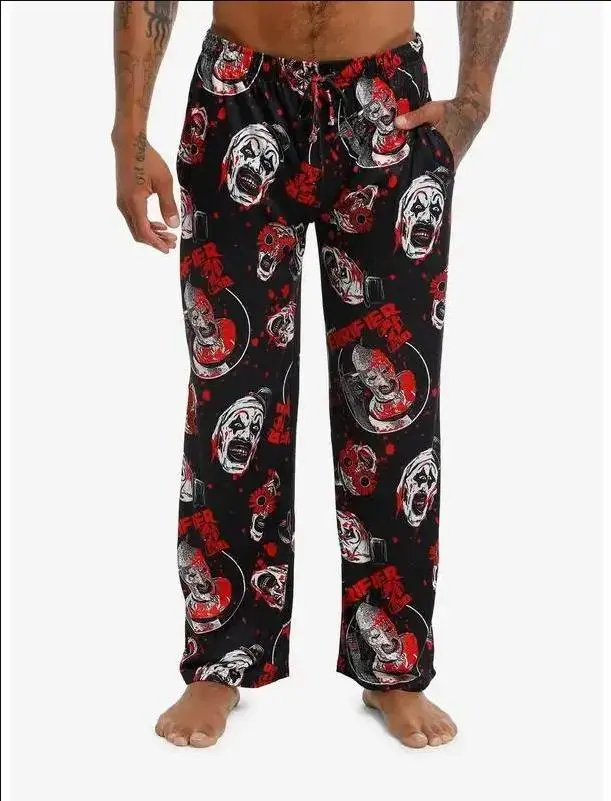 Terrifier 2 Art the Clown Pajama Pants – Horror Movie Lounge Sleepwear for Fans, Super Comfortable Loose Fit Four Seasons Casual Sleep Bottoms, Ultimate Horror Fan Gear