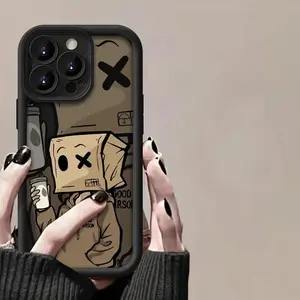 Cartoon Box Boy Pattern Phone Case, Cute Phone Protective Cover, Phone Accessory Compatible with iPhone
