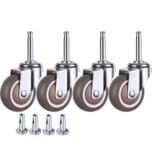 2 Inch Rubber Caster Wheel Set of 4 with 5/16" x 1-1/2" (8 x 38mm) Stem and 20mm Dia Sockets, for Furniture  Trolley Dining  Casters