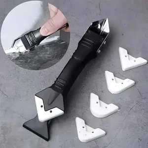 [5-in-1 Silicone Scraper] 5-in-1 Silicone Scraper Tool Kit | Stainless Steel Blade, Exchangeable Pads, Surface Cleaning, Silicone Removal, Scraping Action for Bathroom, Kitchen, Floor, Windows, and Sinks